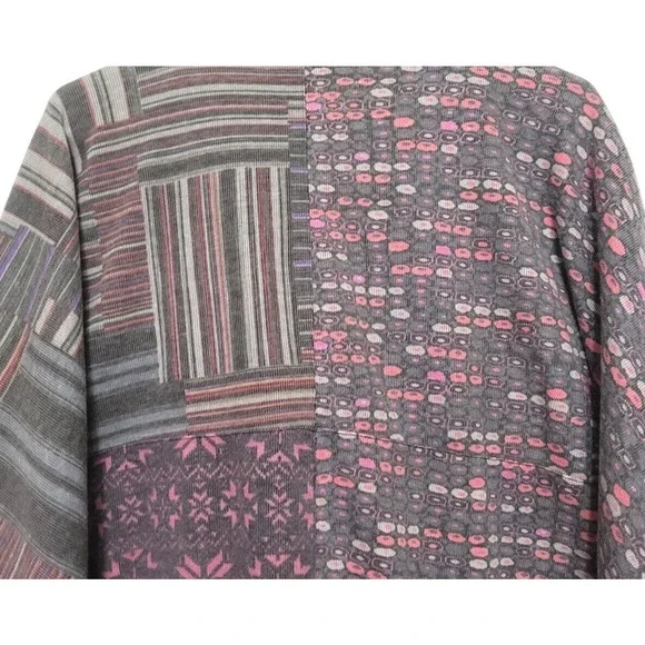 Sacred Threads Patchwork Button Down Sweater Womens Size L Boho Wide Sleeves - Picture 5 of 8
